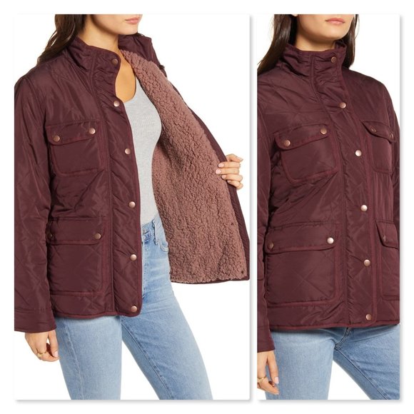 Fleece Lined Quilted Utility Jacke 